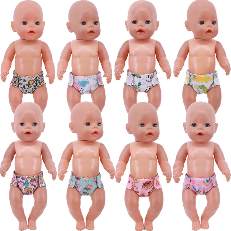 Doll Diapers Cute Underwear Animal Fruit Print For 18 Inch American Doll Girls & 43 cm ,Panty Accessories
