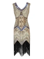 plus size 3xl womens flapper dress 1920s v neck beaded fringed gatsby theme raoring 20s dress for prom