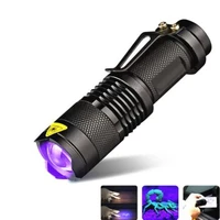 led uv flashlight ultraviolet torch with zoom function mini uv black light pet urine stains detector scorpion hunting