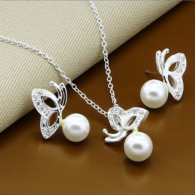 

Комплект из колье и серёг, из серебра 925 пробы