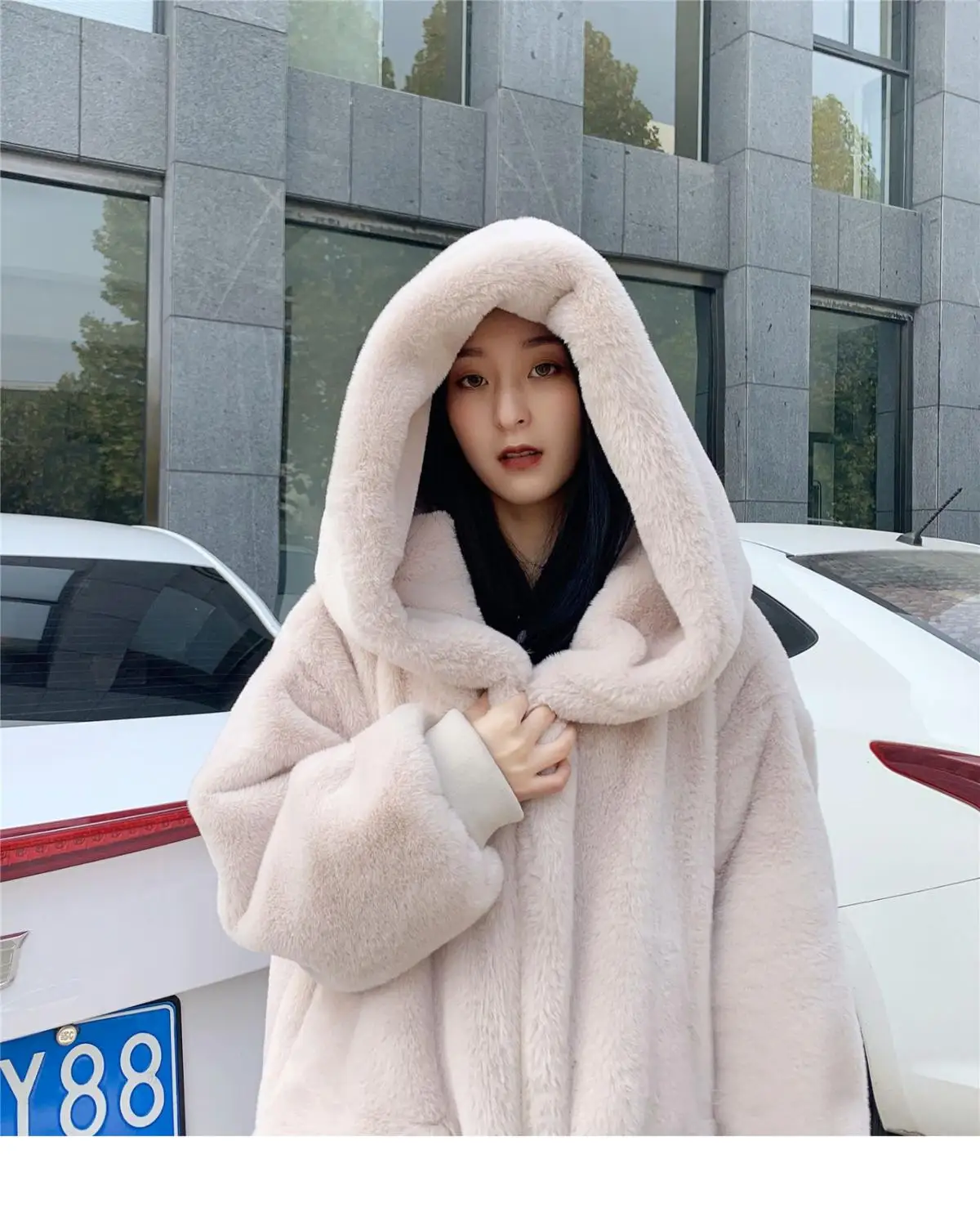 Женское зимнее однотонное пальто из искусственной кожи с капюшоном женская