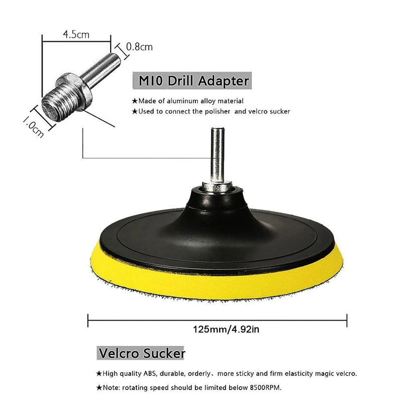 12X 5 дюймов полировка воском губки колодки Дрель адаптер Комплект Для Полировки
