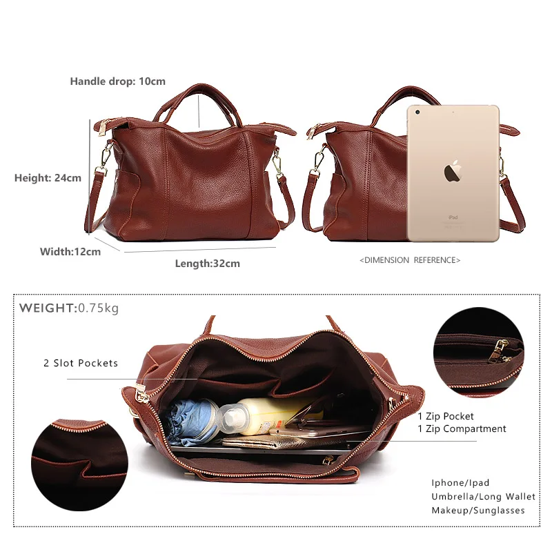 

SC Winter Vintage Leather Top-Handle Shoulder Bags For Women Soft Casual Large Tote Female Brand Trend Handbags Crossbody Purses