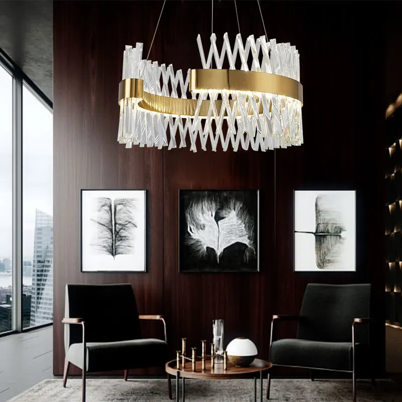 Современные хрустальные подвесные светильники с длинным кабелем простая