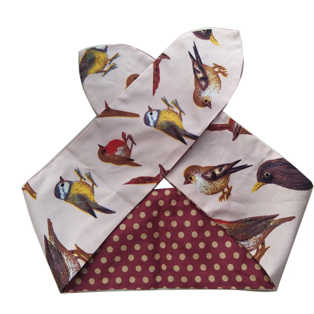 

2021 Vintage Birds Headband Headwear Women Retro Rockabilly Wired Polka Dot Scarf Wire Bow Hair Band Hair Accessories