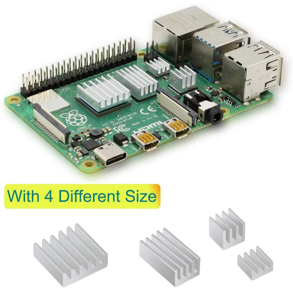 Raspberry Pi 4b радиатор 4 алюминиевый с 3 м 8810 термолента для Модель B-Серебристый |