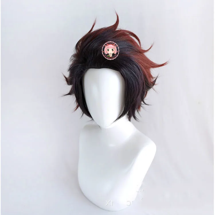 

Парик для косплея, рассекающий демонов, Tanjirou Kamado, парик для косплея, головной убор из волос Kimetsu no Yaiba + бесплатная шапочка для парика