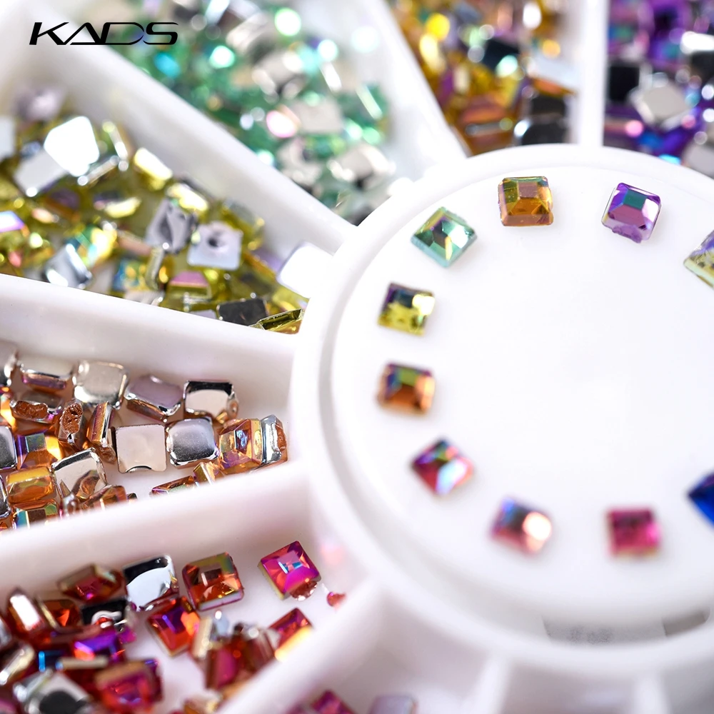 НОВЫЙ AB 2X2 мм Площадь Искусство Ногтей Декорация Горный Хрусталь 600 ШТ. в 12 Цвет