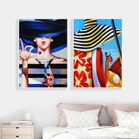nordic style fashion character wearing hat frameless painting home wall art living room bedroom home decoration frameless style