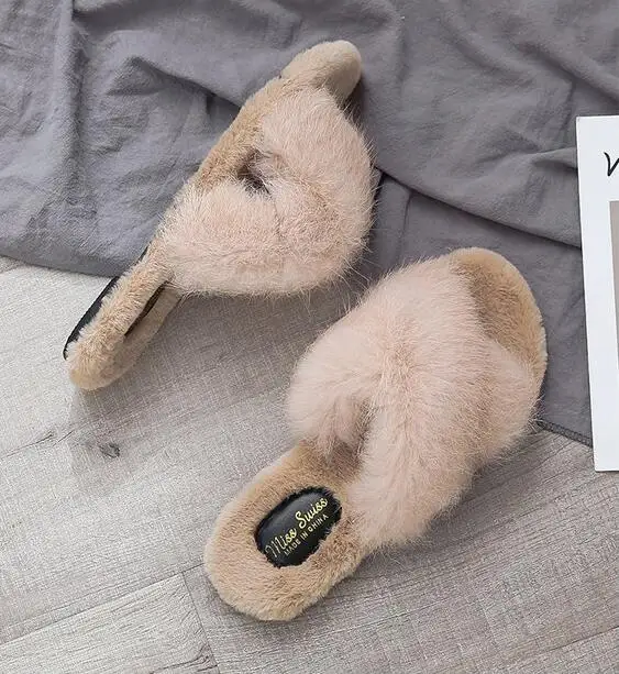 8khaki Женские тапочки; зимняя обувь; милые домашние тапочки на плоской подошве; женская домашняя обувь; теплые мягкие женские тапочки с мехом; V359 - Цвет: 8khaki