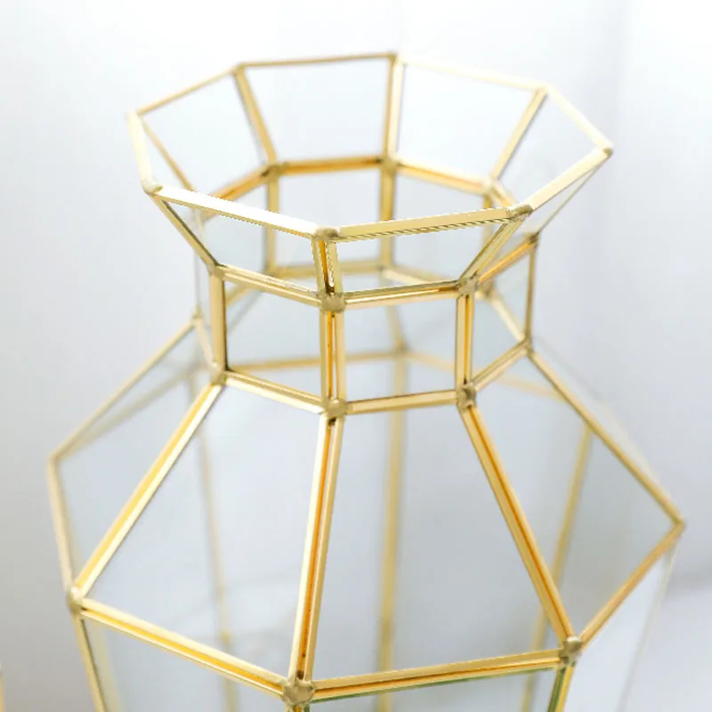 Винтажная стеклянная ваза из латуни с золотым ободком украшение для гостиной