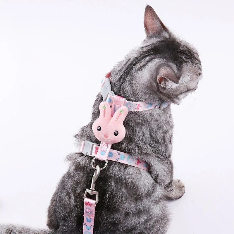 

Adjustable Pet Cat Collar Straps For Cats Cozy Rabbit Kitten Kedi Harness Leash Set Dog Cat Accessories Products For Puppy Dogs