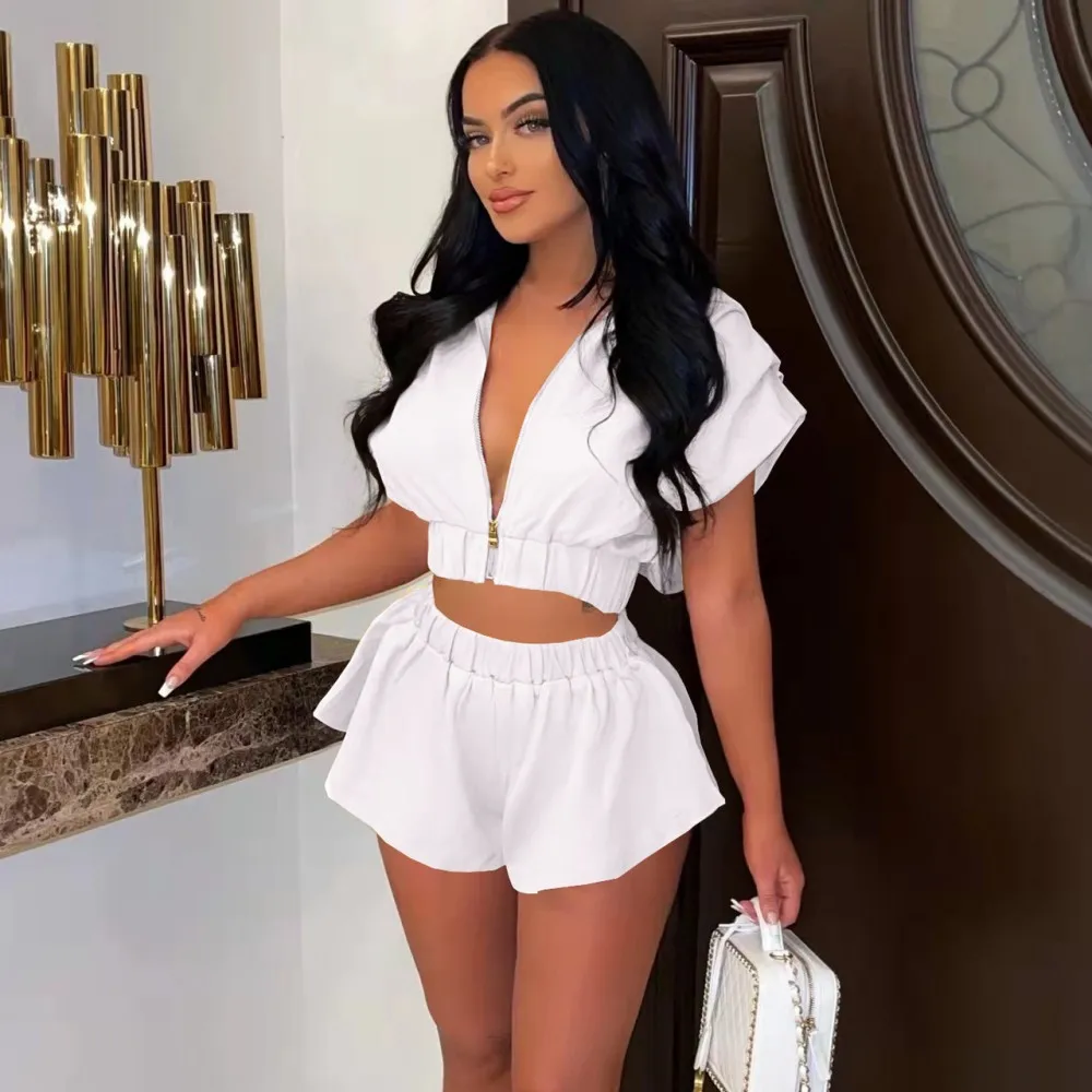 

2 Piece Set High Stretch Solid Color Yoga Sets Short Sleeve Crop Top And Short Leggings Women Tracksuit Running Sportwear 2022