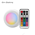 Беспроводной светодиодный светильник для шкафа, разноцветный приглушаемый ночсветильник с дистанционным управлением, работает от батарейки, для шкафа, кухни, лестницы