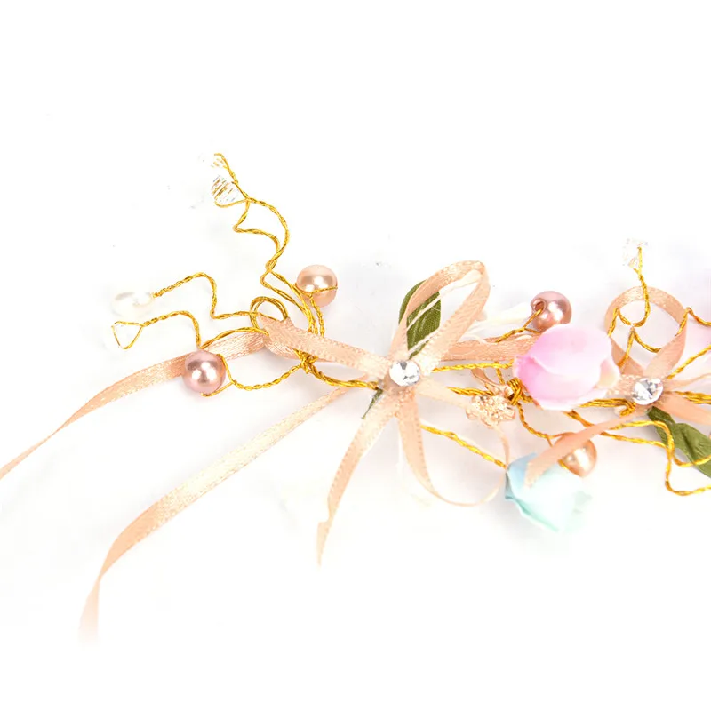 1 шт. украшения для волос свадебный бант цветочный венок ручной работы повязка на