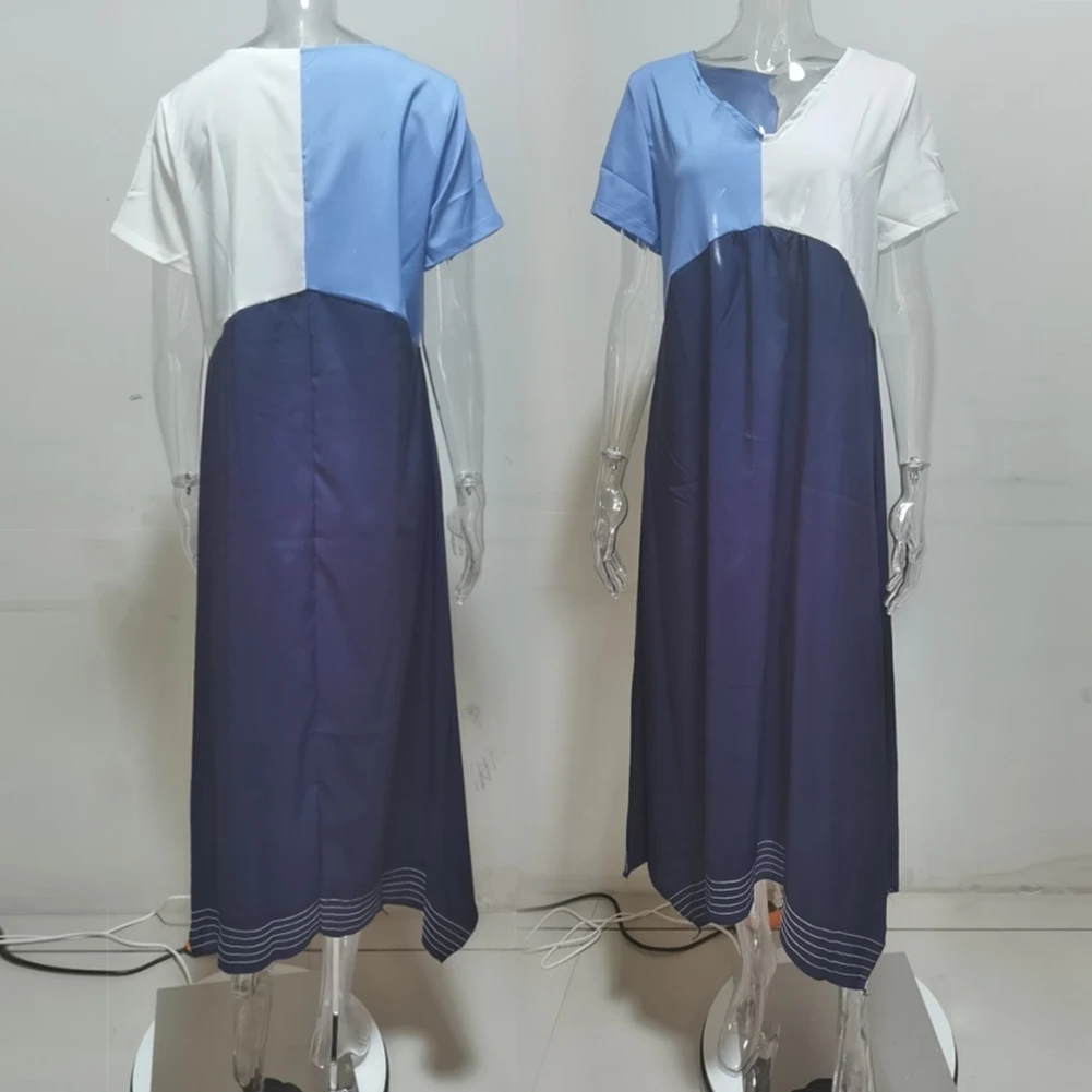 Платье женское средней длины с коротким рукавом V-образным вырезом | Женская