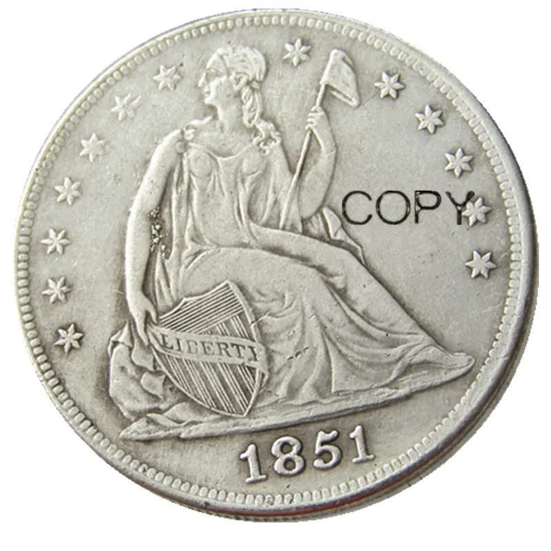 1851-O сидя Liberty Dollar посеребренные копии монет | Дом и сад