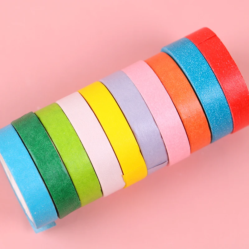 

10pcs/lot Rain bow Solid Color Masking Washi Sticky Paper Tape Adhesive