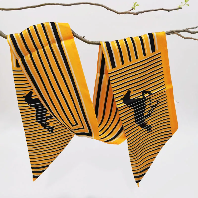 

14X150CM Women's Silk Scarf Fashion Lady Square Scarves Soft Shawls Pashmina Solid Color Bandana Luxury Brand Bags WJ10