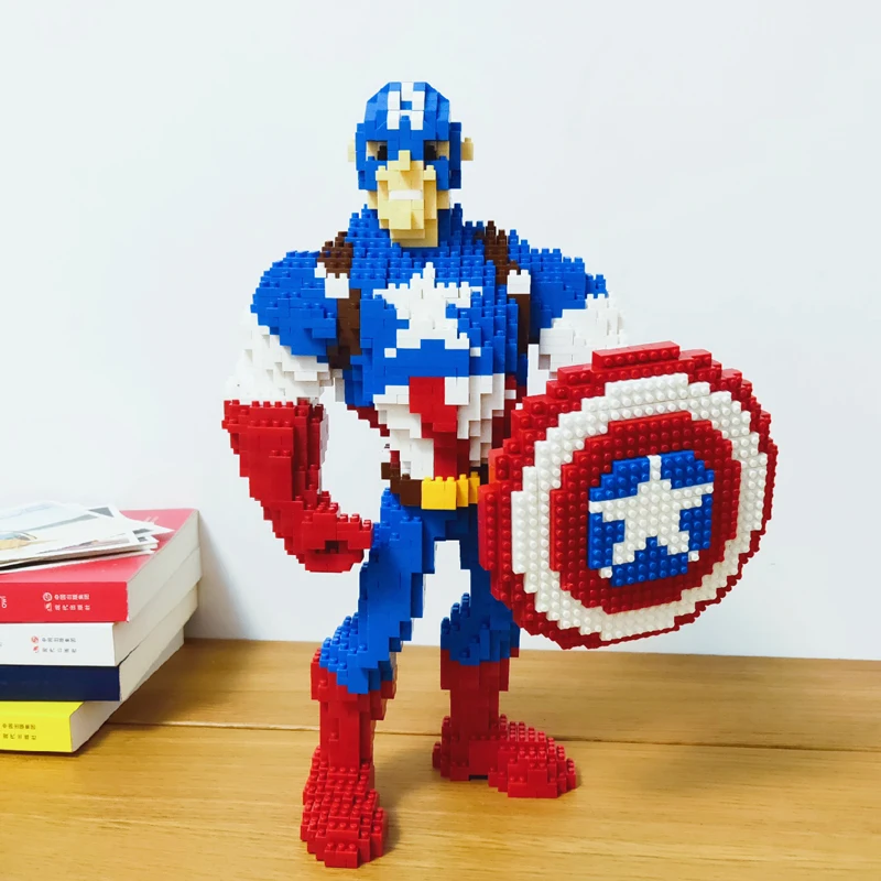 Marvel Мстители Капитан Америка герой DIY 3D модель Алмазная Мини Строительные