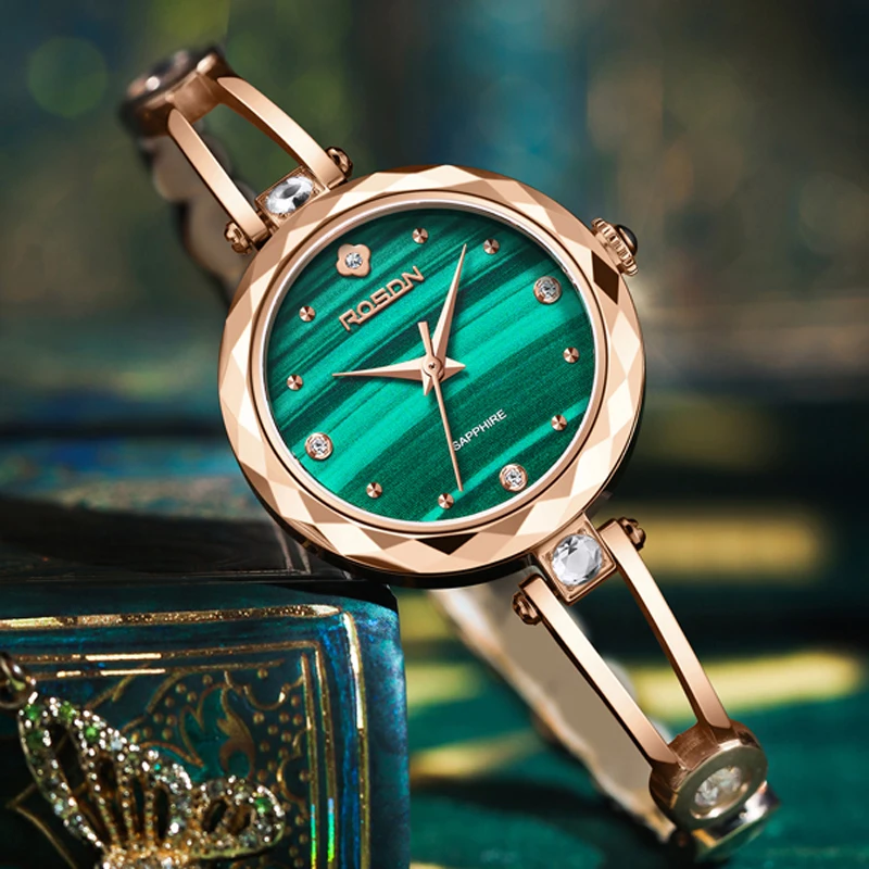 New ROSDN Luxury Brand Woman's Watches Japan Import Quartz Diamond Waterproof Sapphire 7MM Ultra-thin Tungsten Steel Clock R3707