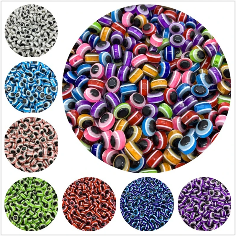 30 шт./лот 10 мм полимерные бусины разделители овальные в виде глаза сглаза