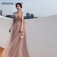 luxury evening dresses sexy halter crystal beaded custom made a line v back formal dress evening long party dresses