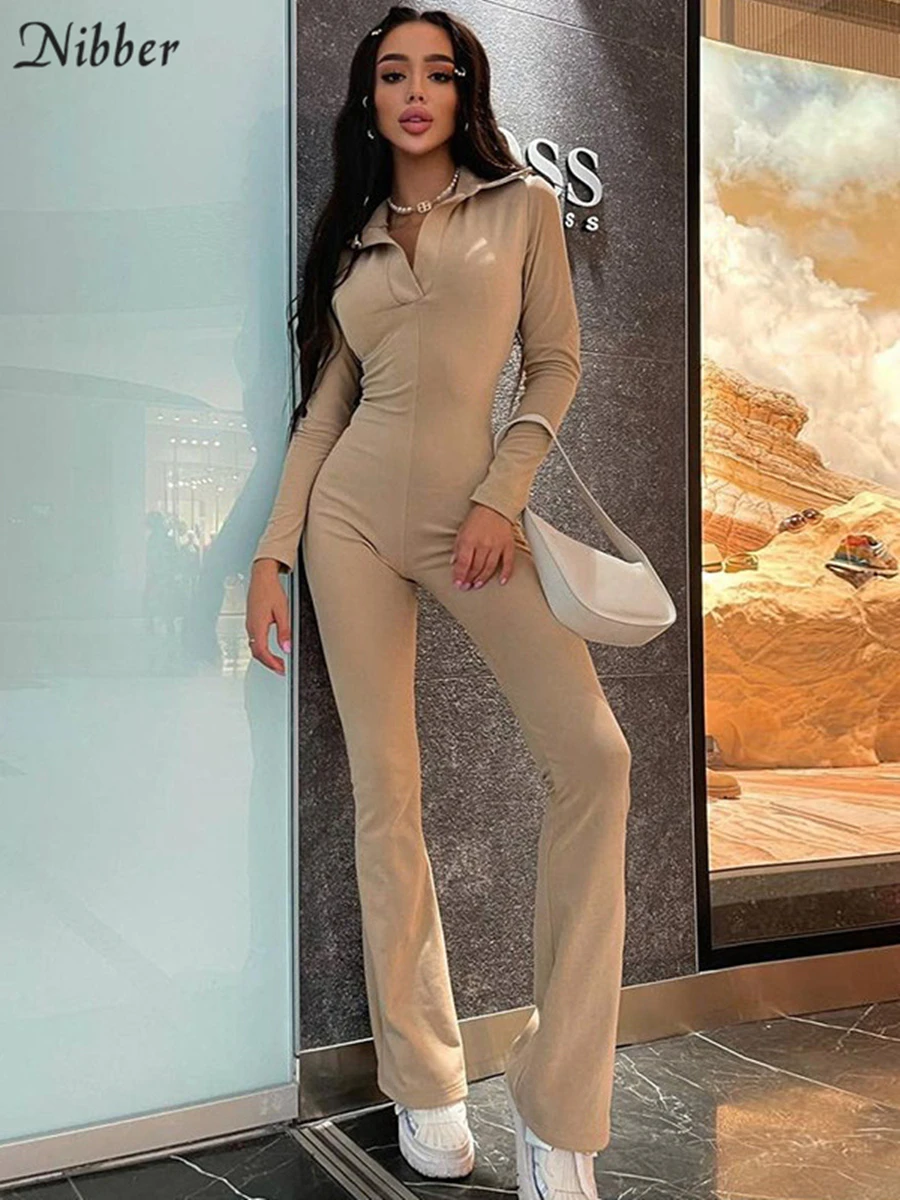 Модный уличный повседневный комбинезон Nibber с воротником-поло Облегающий для