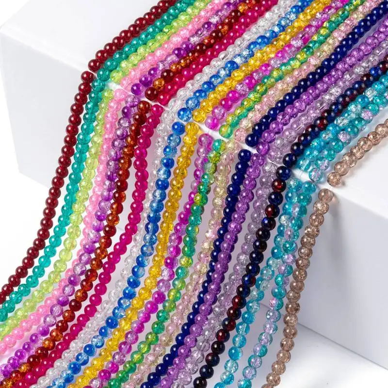 

about 100pc/Strand 8mm Cracked Beads Snow Crackle Crystal Bead Double Colored Loose Spacer Beads for Jewelry Making DIY Bracelet