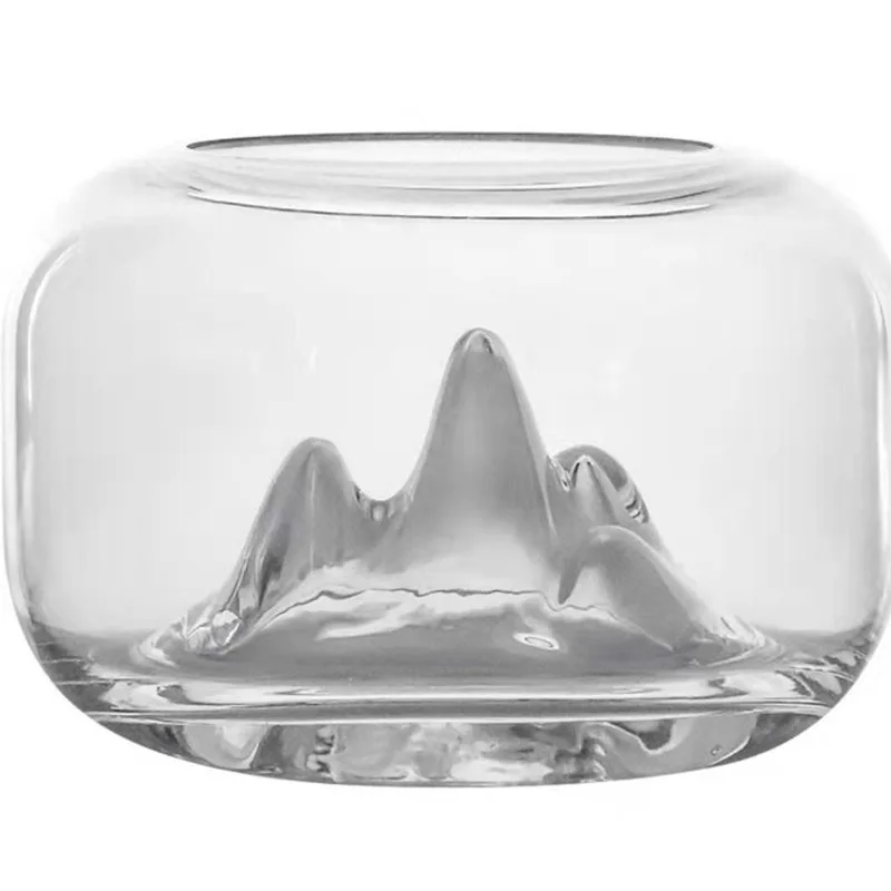 

Round Fish Tank Transparent Snow Mountain Glass Mini Micro Landscape Artificial Fish Aquarium Aquariums Aquatic Pet Supplies