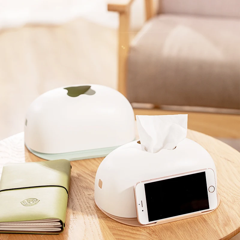 

045 Tissue case Button press open cover bread type tissue paper box mobile phone drawer Storage Decoration