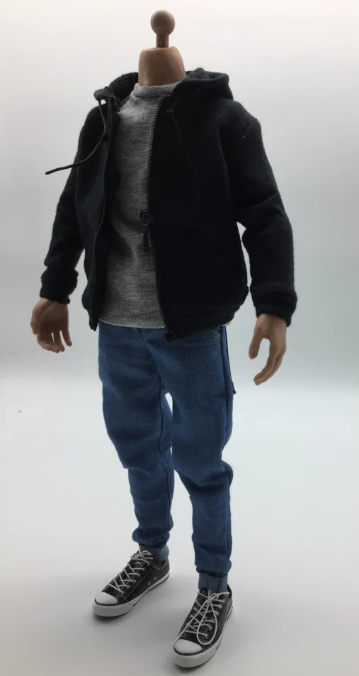 

New product Hot sale In stock 1/6 Soldier clothing trendy black cardigan sweater jeans suit can be equipped with 12-inch movable