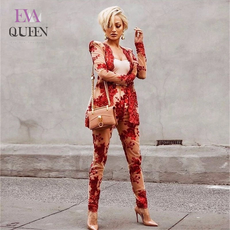 Женский комплект из 2 предметов EvaQueen черный и красный повседневный с длинным