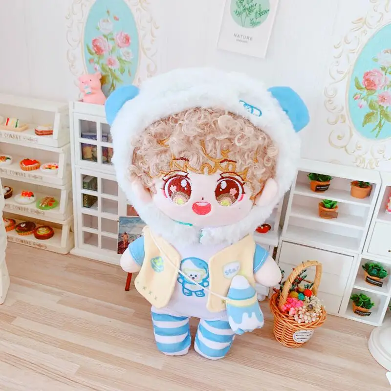 

5PCS 1 SET 20cm Doll clothes Outfit Plush Bear Clothes Our Generation Cool Stuff Korea Kpop EXO idol Doll Accessories DIY Gift