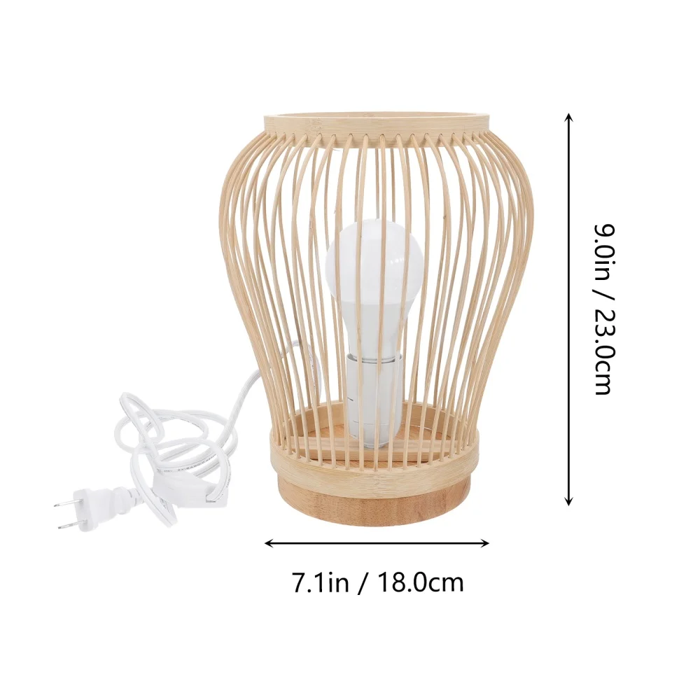 

1pc Bamboo Woven Japanese Style Tabletop Lamp Creative Decorative Desk Lamp