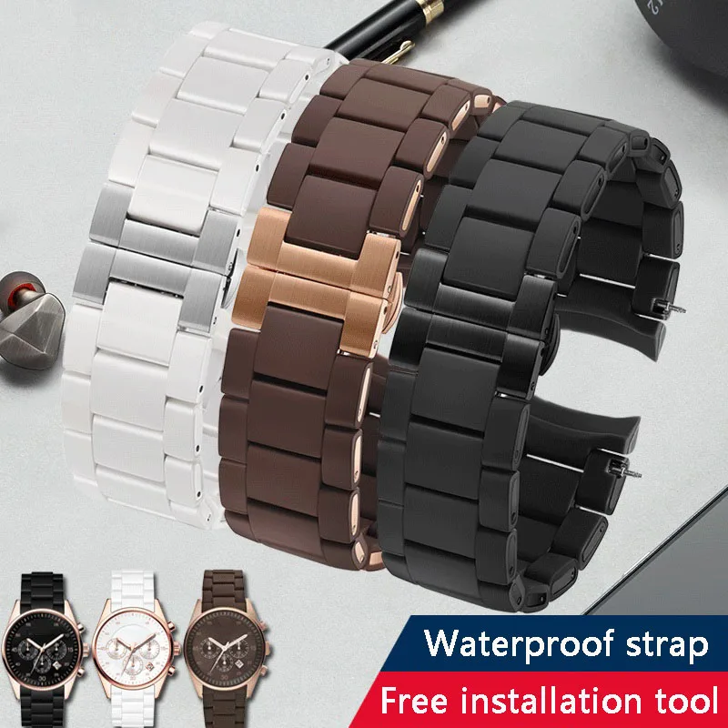 Silicone Rubber Watchband for AR5890 AR5889 AR5858 AR5920 AR5868 AR8023 man 23mm woman 20mm steel in Rubber watch band bracelet