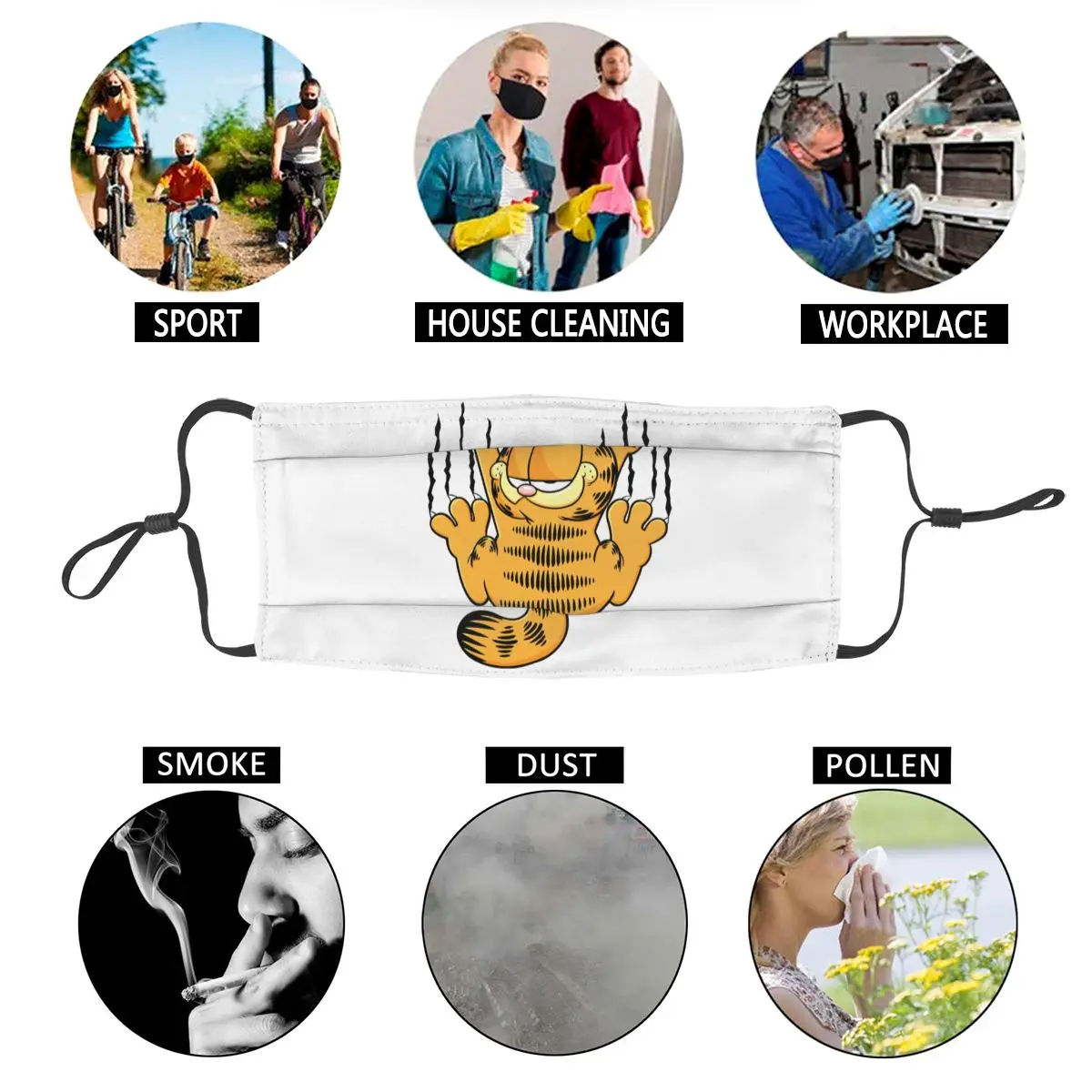 Рисунком героя мультфильма &quotГарфилд&quot когти маска против пыли с мультяшными