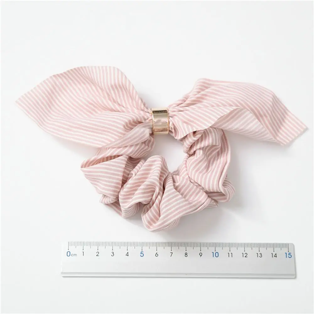 

1pcs New Women Girls Rabbit Ear Striped Hair Ring Hair Rope Soft Band Chiffon Round Circle Headband Headwear New 2019