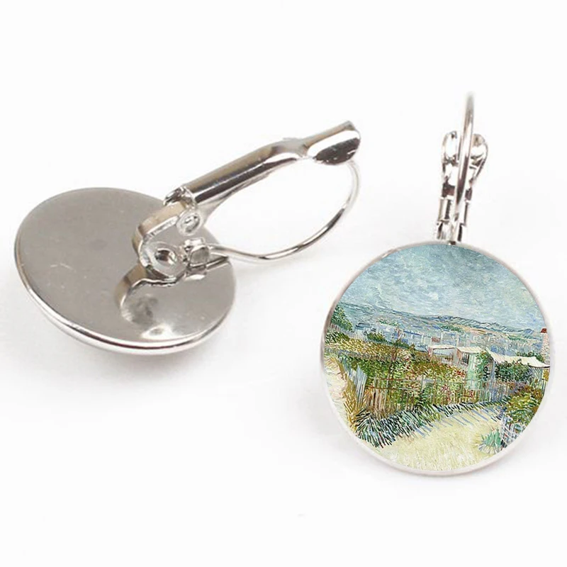 Серьги с изображением Ван Гога в стиле ретро Висячие круглые украшения