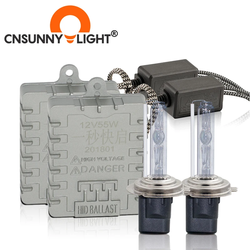 CNSUNNYLIGHT 1s быстрая яркая 55 Вт HID ксеноновая фара H7 H1 H3 H11 H8 HB3 HB4 9005 9006 881 H27 лампа 4300K 6000K