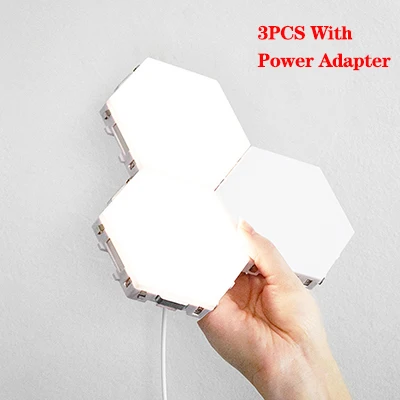 3pcs With Adapter Quantum lamp LED Touch Sensing Night Light Magnetic Hexagons Creative Home Living Room Decoration Wall Lampara Free Shipping - Цвет абажура: 3pcs With Adapter
