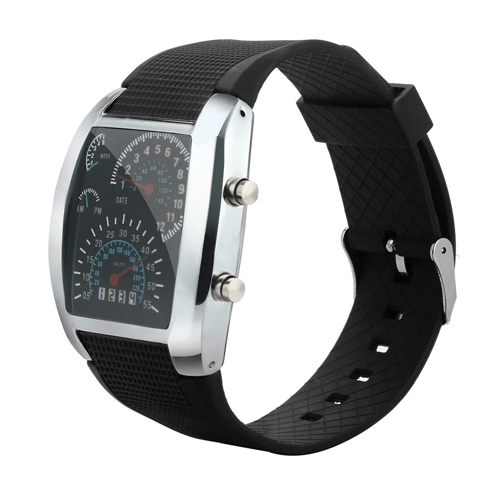 Watch Sports Men Watches Luxury Men's Fashion LED Light Flash Turbo Speedometer Car Dial Meter | Украшения и аксессуары