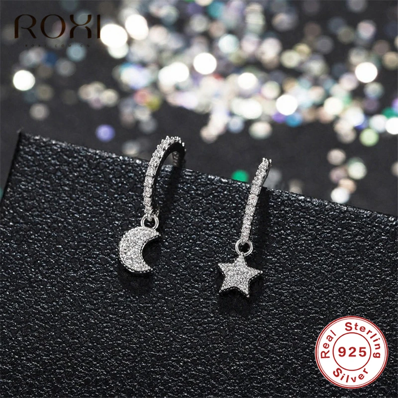 Женские асимметричные серьги ROXI гвоздики из стерлингового серебра 925 пробы с