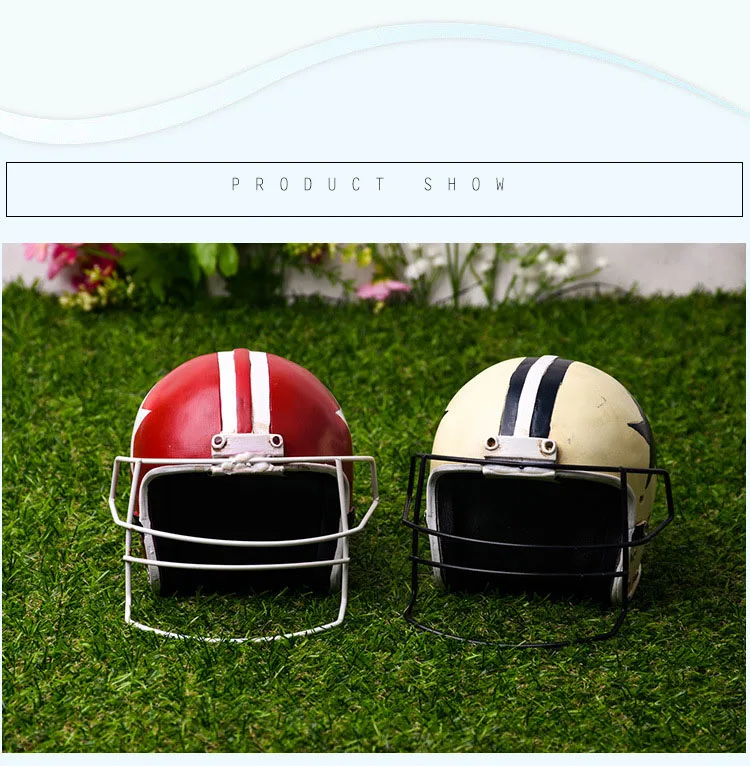 Home Decoration Accessories Retro Motorcycle Football Helmet Creative Resin Crafts Souvenir Gift Shop Window Props
