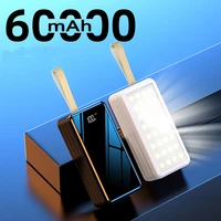 power bank 60000mah portable fast charging poverbank 4 usb mobile phone external battery charger powerbank with camping light