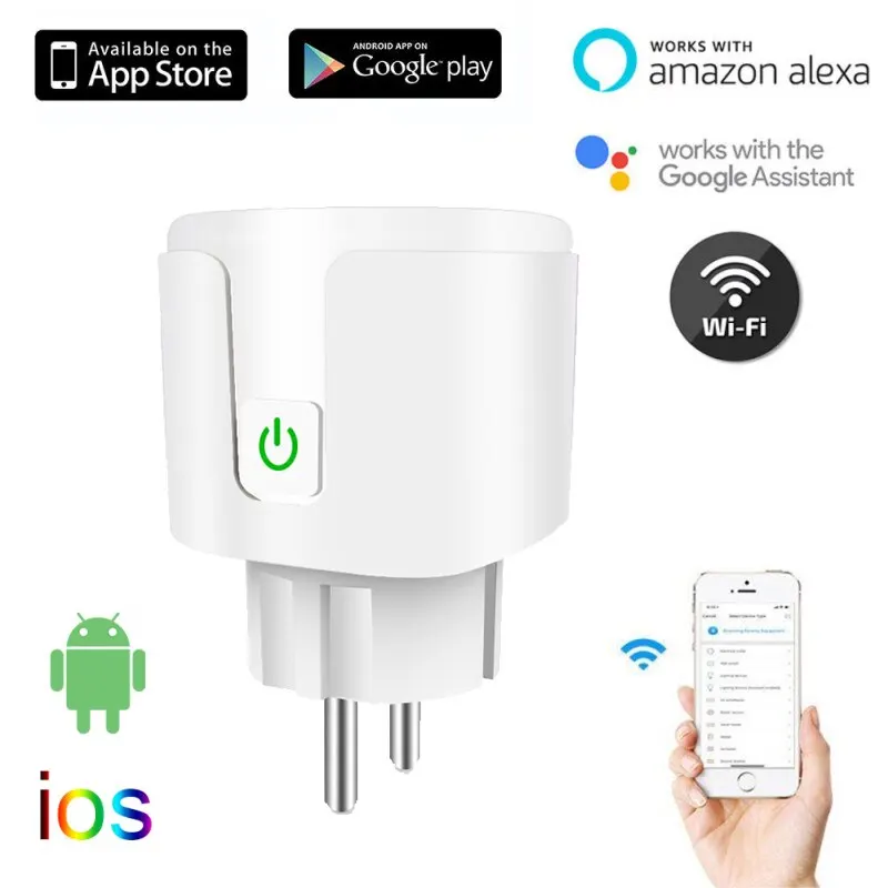 

Tuya Wireless WiFi Smart Plug EU Adaptor Remote Voice Control Power Energy Monitor Outlet Timer Socket Support Alexa Google Home
