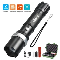 portable dimmable led tactical flashlight outdoor waterproof rechargeable zoom ultra bright torchs for campinghuntingriding