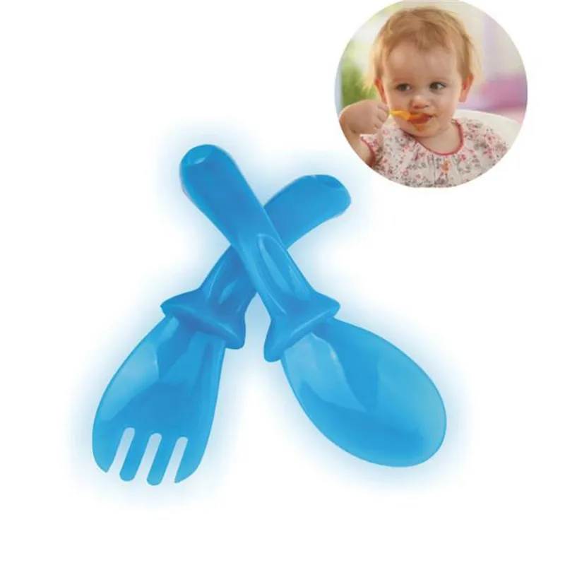 

4 Pairs/Set High Quality Pp Baby Spoon Tableware Baby Learning Spoons Baby Solid Color Feeding Spoons Fork Set