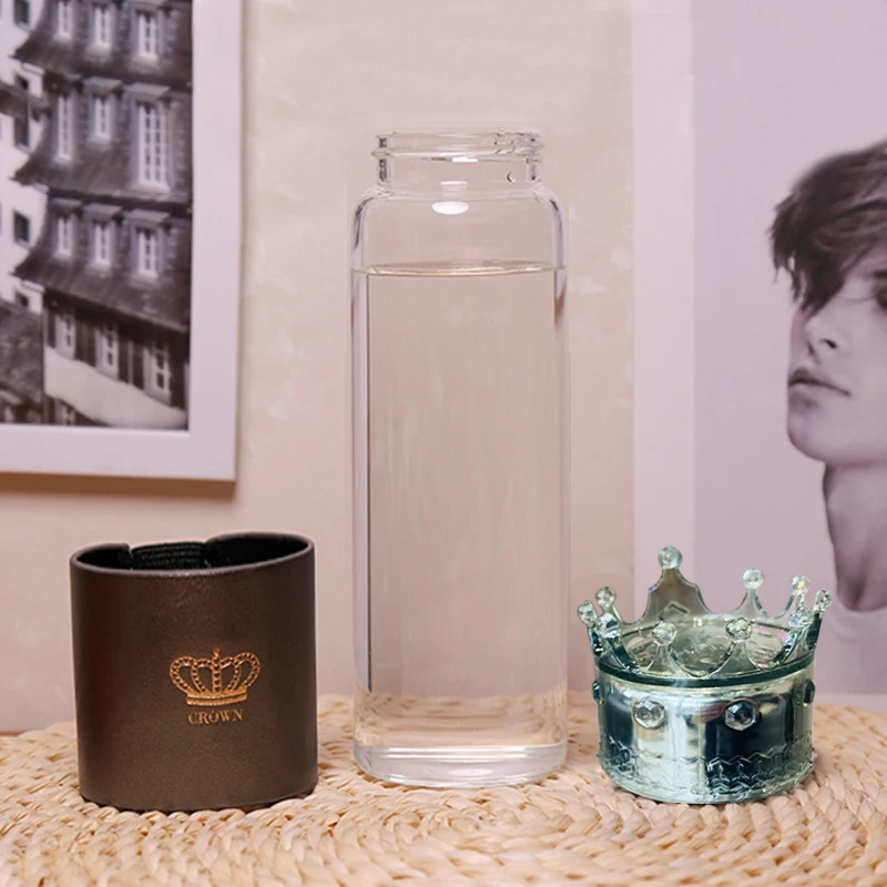 Портативная стеклянная бутылка для воды с короной без БФА 300 мл путешествий новое