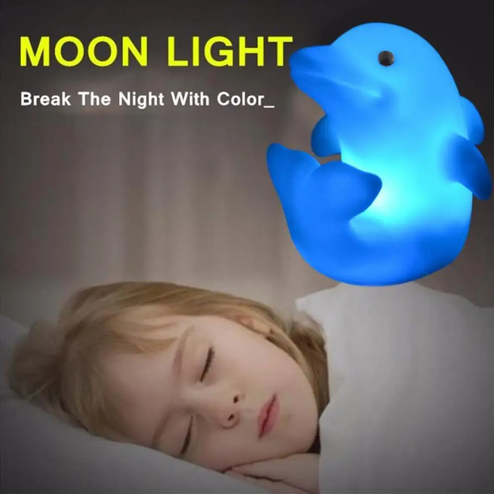 Детский белый креативный 7 цветов может изменить Дельфин мягкий светильник не